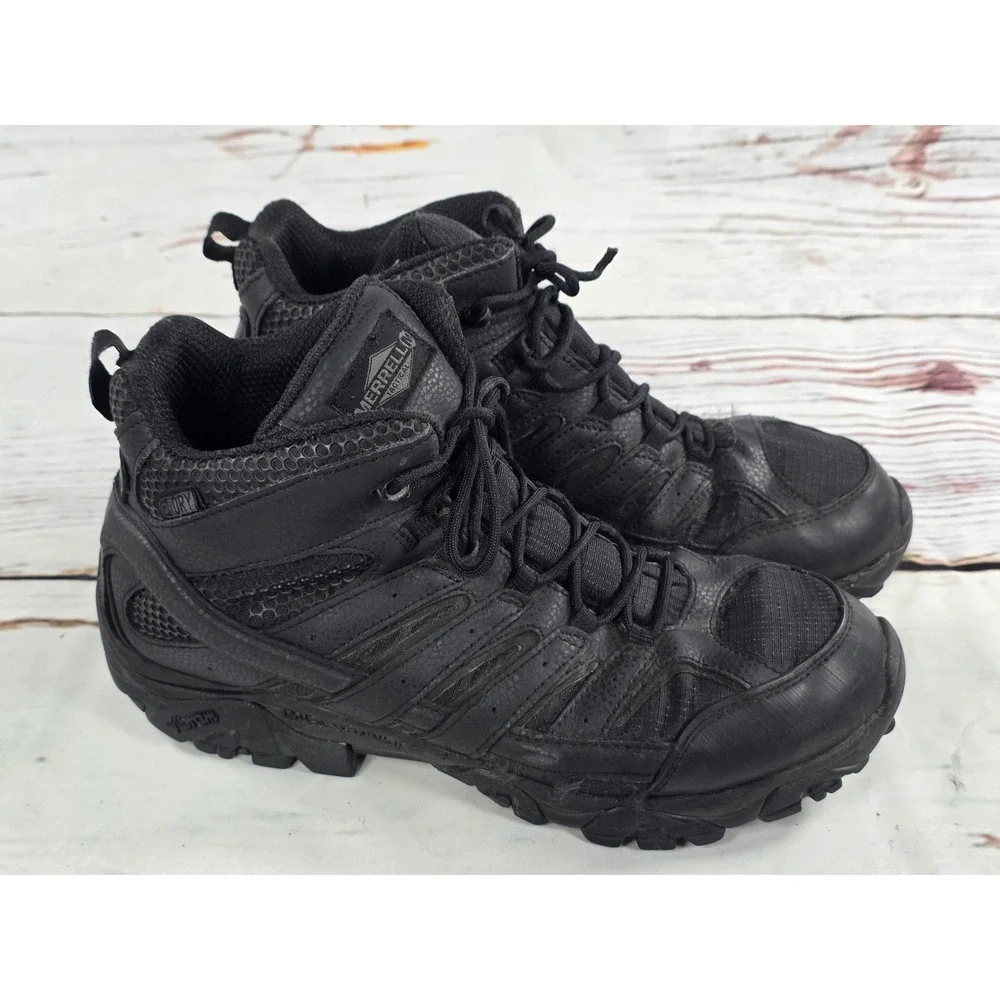 Merrell Tactical Moab 2 Mid Waterproof Black Hiking Work Boots J15853 Mens 11M